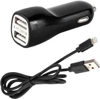 Автомобильное зарядное устройство Red Line AC2-20 с кабелем Apple Lightning Black