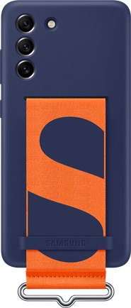 Клип-кейс Samsung Silicone Cover with Strap S21 FE с креплением-ремешок Dark Blue
