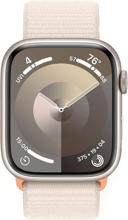 Умные часы Apple Watch Series 9, 45mm Aluminum Starlight с бежевым ремешком