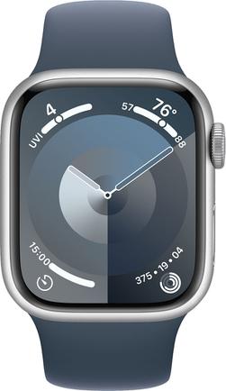 Умные часы Apple Watch Series 9 MR903ZP/A 41mm Aluminum Silver с синим ремешком S/M