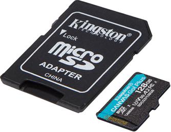Карта памяти Kingston Canvas Go Plus microSDXC UHS-I U3 V30 A2 128GB с адаптером