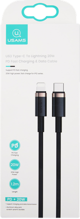 Кабель Usams SJ484 USB-C to Apple Lightning 1.2m Black