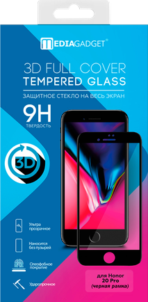Защитное стекло MediaGadget Full Cover 3D для Honor 20 Pro Black