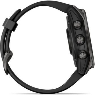 Умные часы Garmin Fenix 7S Sapphire Solar 42mm Carbon Gray, с чёрным ремешком