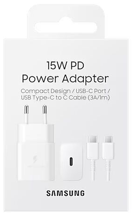 Зарядное устройство Samsung EP-T1510XWEGEU с кабелем USB-C White