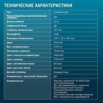 Клавиатура проводная Oklick 125M Multimedia Black