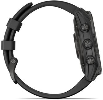 Умные часы Garmin Fenix 7 Sapphire Solar 47mm Carbon Gray, с чёрным ремешком