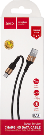 Кабель Hoco RA3 USB to microUSB 1m Black
