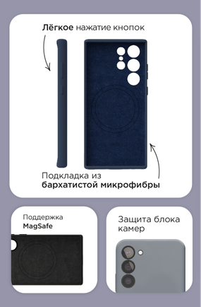 Клип-кейс VLP Aster Case с MagSafe для Samsung Galaxy S24+ тёмно-синий
