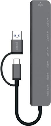 Изображение товара USB-хаб Pero MH01 USB/USB-C с AUX и слотами для карт памяти