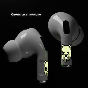 Комплект наклеек VLP Easy Art Glowing Bear для Apple AirPods Pro/Pro 2, 2 шт
