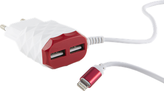 Зарядное устройство Red Line NC-2.1AC Apple Lightning Red