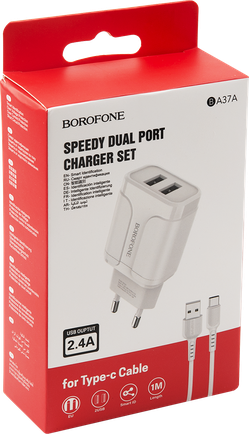 Зарядное устройство Borofone BA37A с кабелем USB-C White