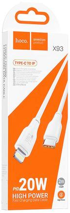 Кабель Hoco X93 USB-C to Apple Lightning 2m 3A White