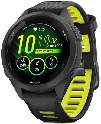 Умные часы Garmin Forerunner 265S 42mm Black, с чёрно-жёлтым ремешком