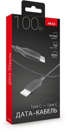Кабель Akai CE-479 USB-C to USB-C 1m Black