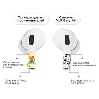 Комплект наклеек VLP Easy Art Glowing Bear для Apple AirPods Pro/Pro 2, 2 шт