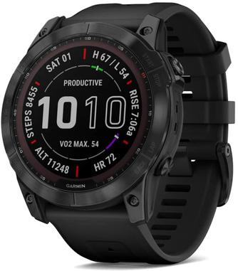 Умные часы Garmin Fenix 7X Sapphire Solar 51mm Black, с чёрным ремешком
