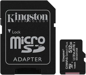 Карта памяти Kingston Canvas Select Plus microSDXC UHS-I Class 10 512GB с адаптером
