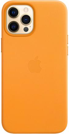 Клип-кейс Apple Leather Case with MagSafe для iPhone 12 Pro Max «Золотой апельсин»