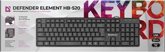 Клавиатура проводная Defender USB Element HB-520 RU Black