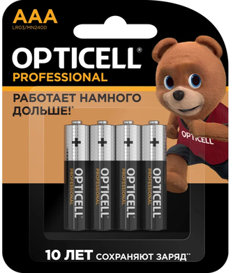 Набор батареек Opticell Professional AAA (LR03), 1.5В, 4шт