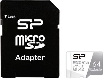 Изображение товара Карта памяти Silicon Power Superior DA2 microSDXC 64GB UHS-I Class 10 с адаптером
