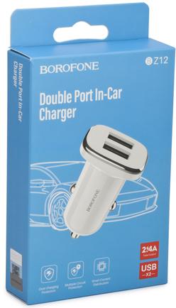 Автомобильное зарядное устройство Borofone BZ12 White