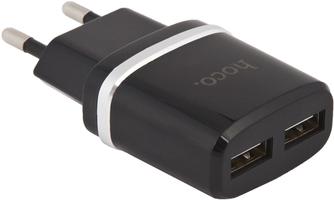 Изображение товара Зарядное устройство Hoco C12 Black с двумя USB-выходами для быстрой зарядки