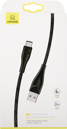 Кабель Usams SJ395 USB to USB-C 2m Black