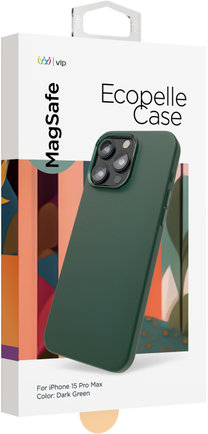 Клип-кейс VLP Ecopelle Case с MagSafe для Apple iPhone 15 Pro Max тёмно-зёленый
