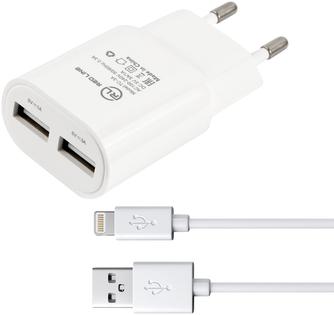 Зарядное устройство Red Line ТС-3A с кабелем Apple Lightning White