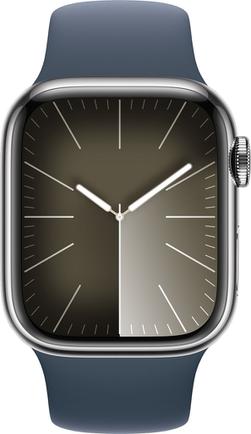 Умные часы Apple Watch Series 9 GPS + Cellular, 41mm Stainless Steel Silver с синим ремешком M/L