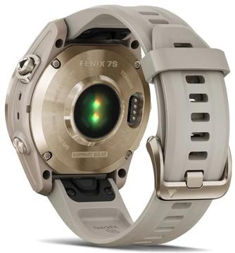 Умные часы Garmin Fenix 7S Sapphire Solar 42mm Cream Gold, с бежевым ремешком