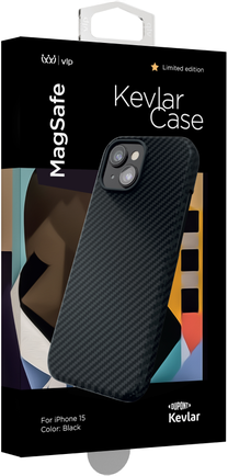 Клип-кейс VLP Kevlar Case с MagSafe для Apple iPhone 15 чёрный