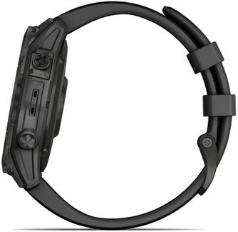 Умные часы Garmin Fenix 7 Sapphire Solar 47mm Carbon Gray, с чёрным ремешком
