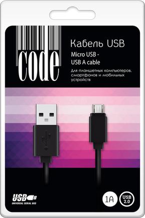 Кабель Code CBL102 USB to microUSB Black