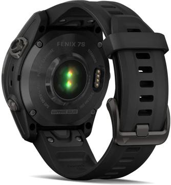 Умные часы Garmin Fenix 7S Sapphire Solar 42mm Carbon Gray, с чёрным ремешком