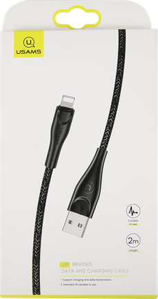 Кабель Usams SJ394 USB to Apple Lightning 2m Black