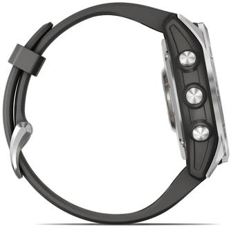 Умные часы Garmin Fenix 7S 42mm Silver, с чёрным ремешком