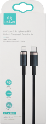 Кабель Usams SJ485 USB to Apple Lightning 2m Black