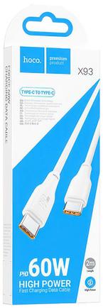Кабель Hoco X93 USB-C to USB-C 2m 3A White