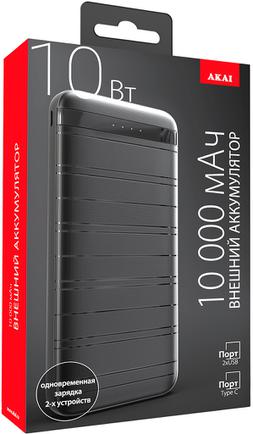 Портативное зарядное устройство Akai BE-10015 10000mAh Black