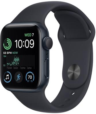 Умные часы Apple Watch SE, 40 мм чёрные, с чёрным Sport ремешком S/M
