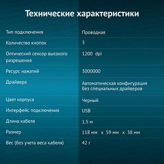 Проводная мышь Oklick 125M Black