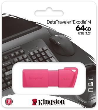 USB-накопитель Kingston DataTraveler Exodia M 64GB USB 3.2 Gen 1 розовый
