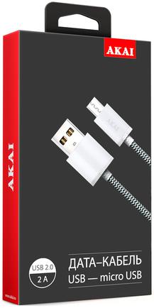 Кабель Akai USB – microUSB 1m Black/Silver