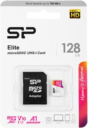 Карта памяти Silicon Power Elite microSDXC UHS-I Class 10 128GB с адаптером