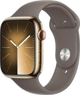 Умные часы Apple Watch Series 9 GPS + Cellular, 45mm Stainless Steel Gold с коричневым ремешком S/M