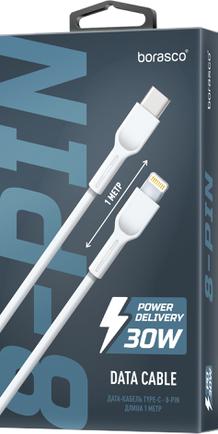Кабель BoraSCO USB-C to Apple Lightning 1m White